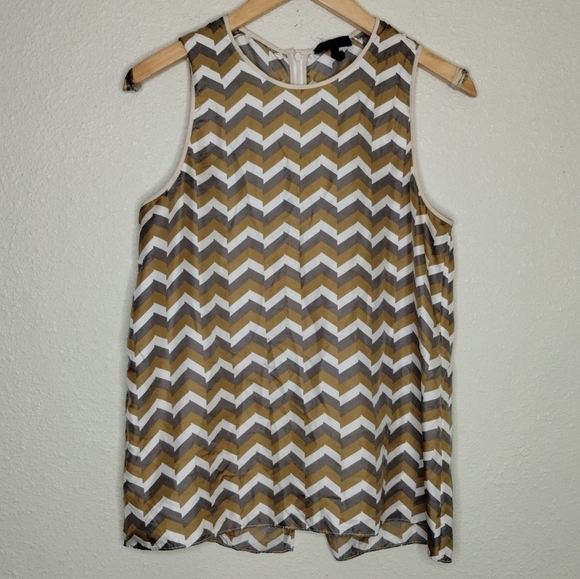 Rag & Bone Aster Chevron Silk Sleeveless Blouse Vented Back Size Medium - Picture 1 of 6